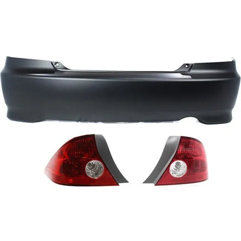 Auto Body Repair For 2004-2005 Honda Civic Rear Tail Light with Bulb Set of 3
