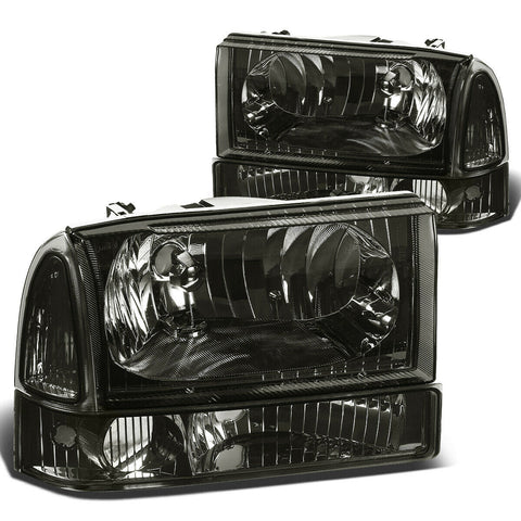 1999-2004 d Super Duty Pair Smoked Housing Clear Side Headlight/Lamp Set
