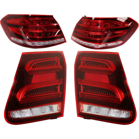 Tail Light Set For 2015-2016 MB E350 E300 LH RH Inner Outer Red Lens CAPA