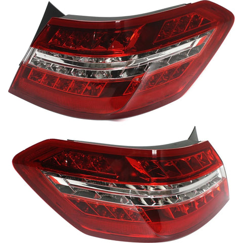 Halogen Tail Light Set For 2010-2013 Mercedes Benz E350 Outer Clr/Rd w/Blbs 2Pcs