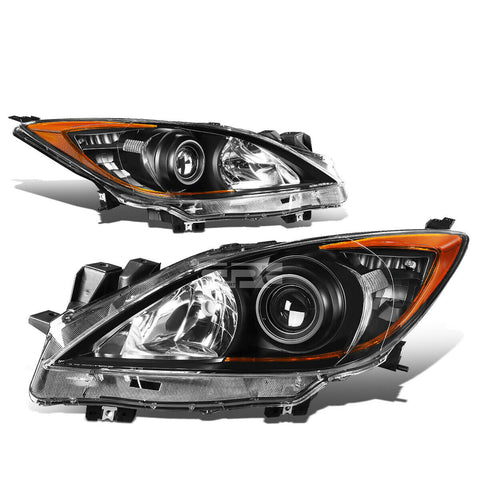 2010-2013 Mazda 3 Pair Black Housing Amber Corner Projector Headlight/Lamp