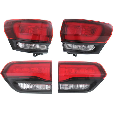 Halogen Tail Light Set For 2014-17 Jeep Grand Cherokee SRT Clear & Red Lens 4Pcs