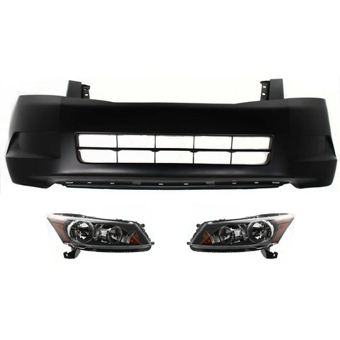 Bumper Cover Headlight Kit For 2008-2010 Honda Accord Front Sedan
