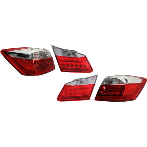 LED Tail Light Left and Right Inner Outer For 13-15 Honda Accord Sdn EX-L Tourng