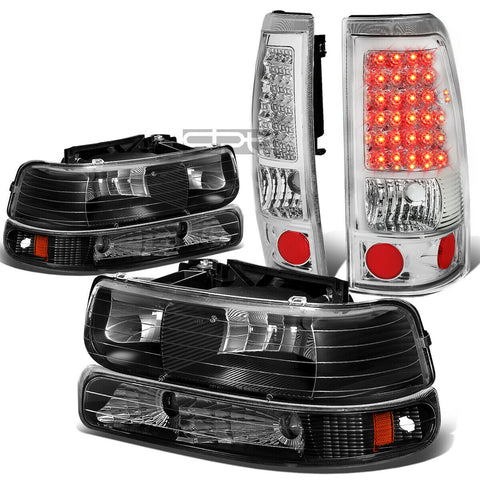 99-02 SILVERADO BLACK CRYSTAL HEADLIGHT+BUMP