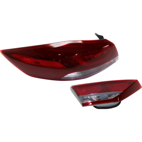 Tail Light Set For 2017-2018 Hyundai Elantra LH Inner Outer Clear/Red/LED