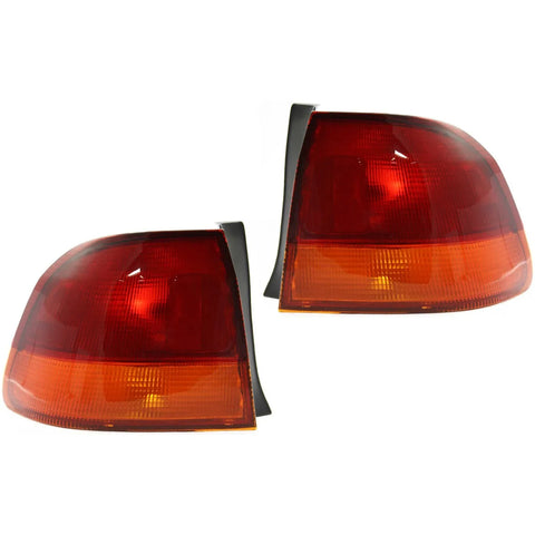 Halogen Tail Light Set For 1996-1998 Honda Civic Sedan Outer Amber/Red Lens 2Pcs