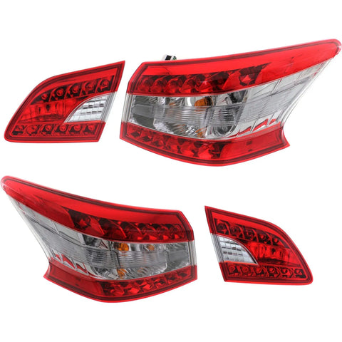 Tail Light Set For 2013-2015 Nissan Sentra LH/RH Pair Inner Outer Halogen CAPA