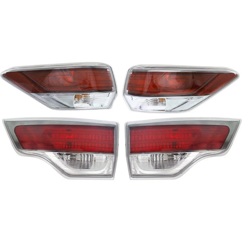 Tail Lights For 2014-2016 Toyota Highlander LH RH Inner Outer Assy Halogen CAPA
