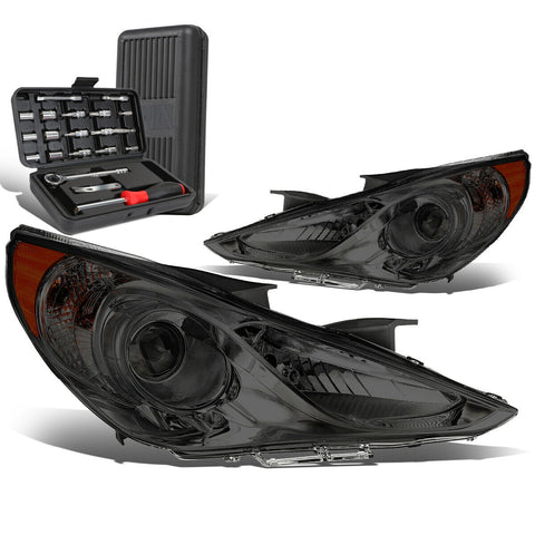 2011-2014 Sonata Pair Smoked/Amber Signal Projector Headlight Lamp+Tool Box