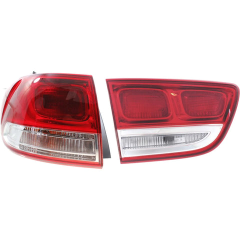 Tail Light Set For 2016-2018 Kia Sorento Left Inner Outer Clear/Red Halogen CAPA