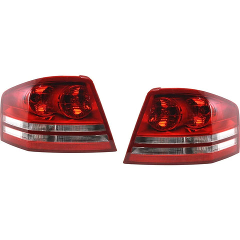 Halogen Tail Light Set For 2008-2010 Dodge Avenger Clear/Red Lens w/ Bulbs 2Pcs