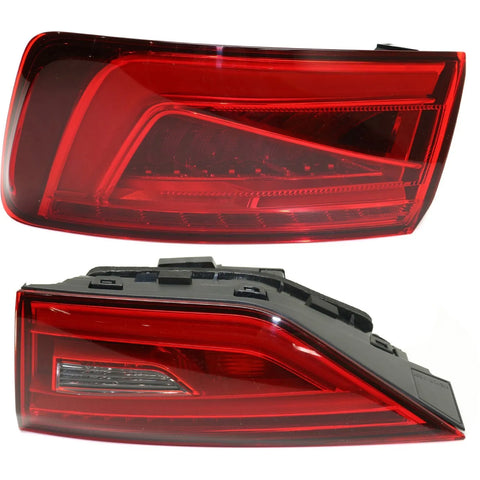 Tail Light Set For 2015-2016 Audi A3 S3 Left and Right Outer Clear/Red LED