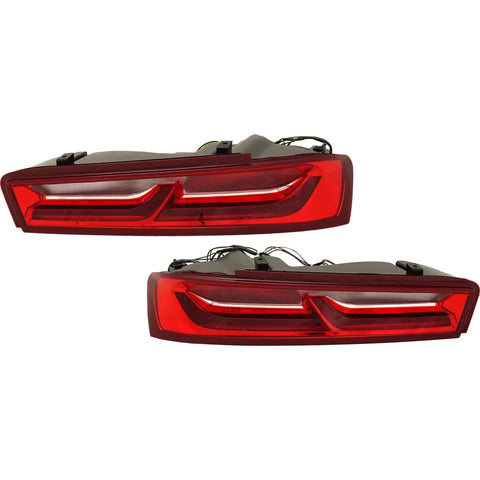 Tail Light Set For 2016-2018 Chevrolet Camaro Left Right Clear/Red Halogen CAPA