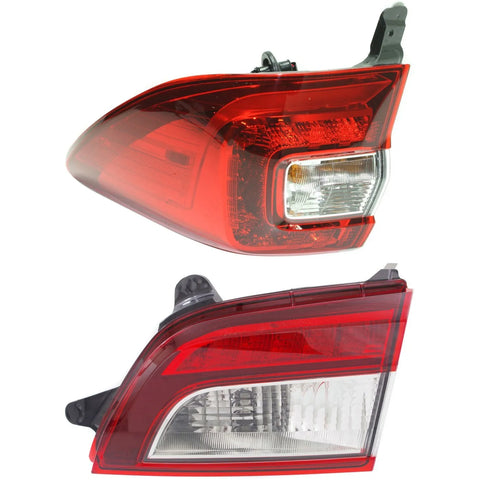 Tail Light Set For 2015-2019 Subaru Outback LH RH Inner Outer Clear/Red Halogen