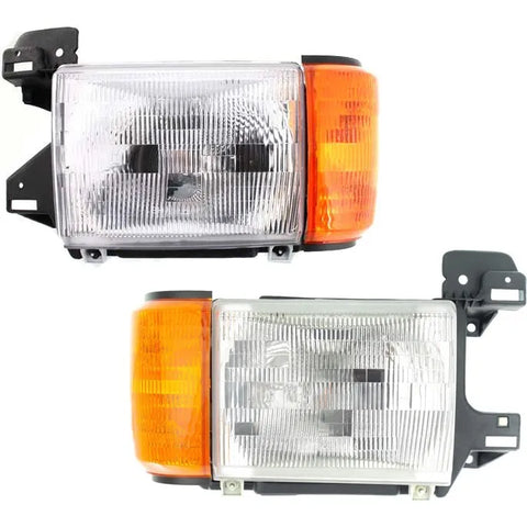 Headlight Set For 87-91 F-150 88-91 F Super Duty Left & Right With Side Marker