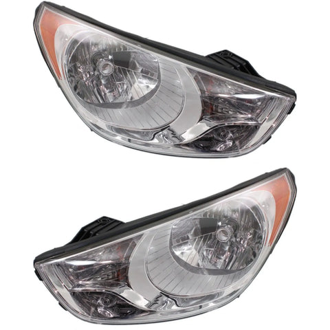 Headlight Set For 2010-2013 Hyundai Tucson Left and Right With Bulb 2Pc
