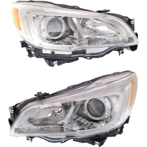 CAPA Halogen Headlight Chrome Interior LH and RH For 15-17 Subaru Legacy Outback