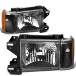 1987-1991 d F150 F250 F350 Bronco Headlight Corner Headlamp Black/Amber