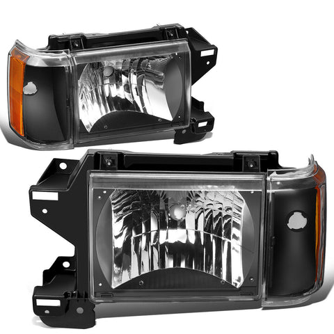1987-1991 d F150 F250 F350 Bronco Headlight Corner Headlamp Black/Amber