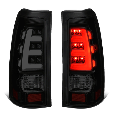 99-03 Chevy Silverado GMC Sierra E-Style LED Bar Tail Light Lamps Smoked