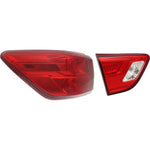 Tail Light Set For 2017-2019 Nissan Pathfinder LH Inner Outer Clear/Red Halogen