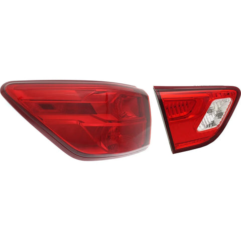 Tail Light Set For 2017-2019 Nissan Pathfinder LH Inner Outer Clear/Red Halogen