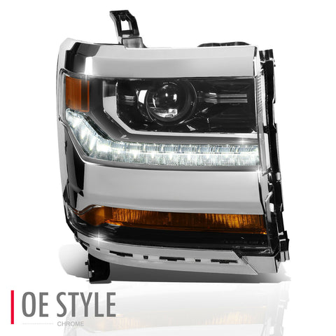 16-19 Chevy Silverado GMC Sierra Right Side LED DRL Projector Headlight Lamp