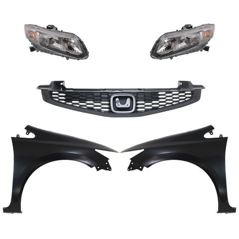 Headlight Driving Head light Headlamp Kit Driver & Passenger Side Coupe Sedan