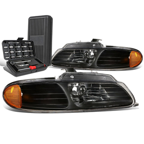 1996-2000 Grand Caravan Grand Voyager Black/Amber Signal Headlight+Tool Box