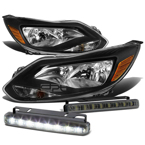 BLACK 1PC CLEAR HEAD+AMBER CORNER+SMOKED LED FOG LIGHT KIT  12-14 D FOCUS