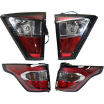 Tail Light Set For 17-19 Ford Escape L R Inner Outer Red/Clear with Chrome CAPA