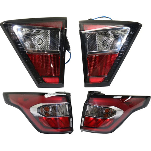 Tail Light Set For 17-19 Ford Escape L R Inner Outer Red/Clear with Chrome CAPA