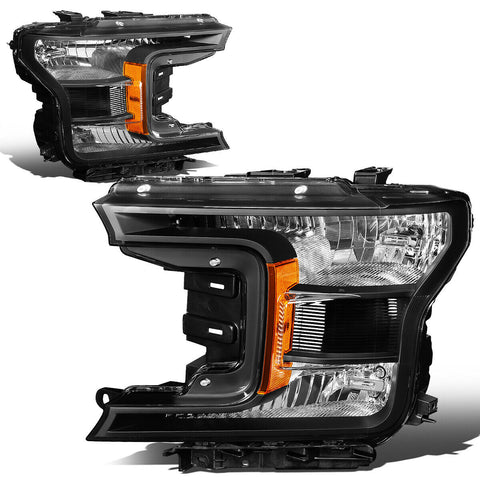 18-20 d F150 OE Style Black Housing Amber Side Driving Headlight Lamps