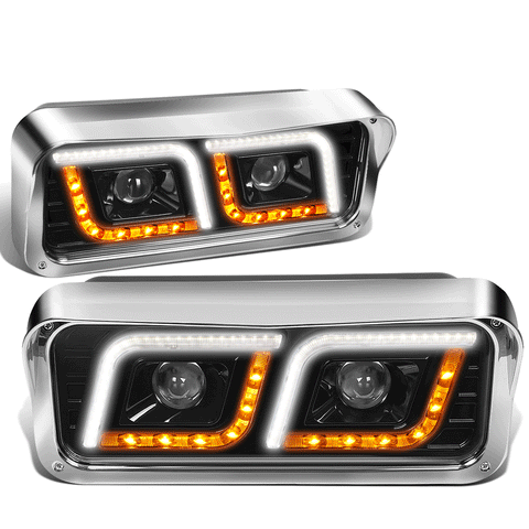 [LED DRL+Signal] 81-19 Western Star 4800 Kenworth W900 Projector Headlight