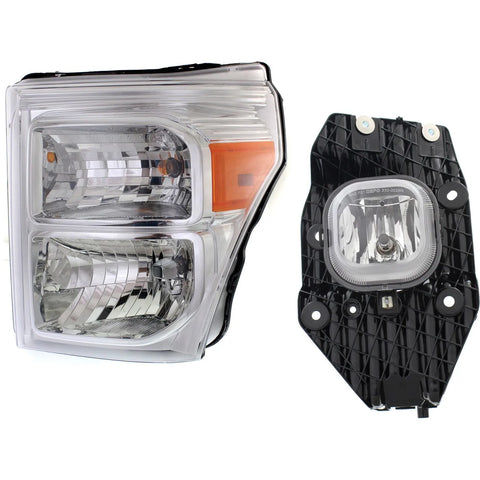 Headlight Kit For 2011-2016 Ford F-250 Super Duty F-450 Super Duty Left 2pc CAPA