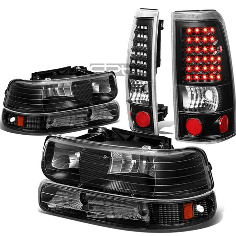 99-02 SILVERADO BLACK CRYSTAL HEADLIGHT+BUMP