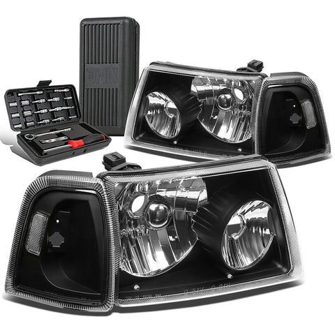 2001-2011 d Ranger Pair Black/Clear Side Headlight Head Lamps+Tool Box