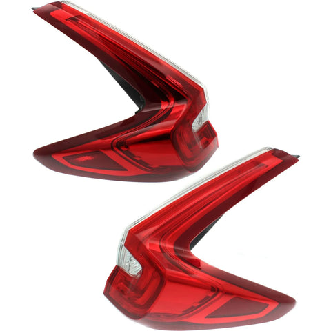 Tail Light Set For 2017-2019 Honda CR-V Left Right Outer Clear/Red Halogen CAPA
