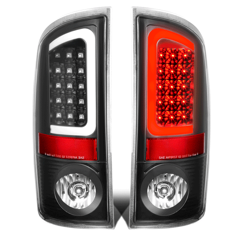 2002-2006 Dodge Ram 1500 2500 3500 LED C-Tube Tail Brake Light Lamps Black