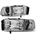 1994-2002 Dodge Ram Pickup Truck Chrome Housing Headlights+Cle