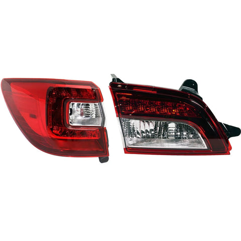 Tail Light Set For 2015-2019 Subaru Outback LH Inner Outer Clear/Red CAPA
