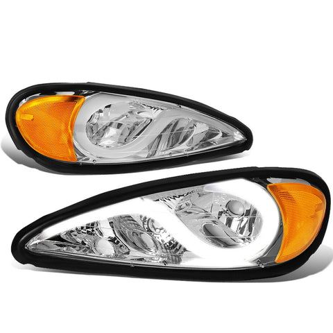 [LED DRL] 1999-2005 PONTIAC GRAND AM CHROME HOUSING AMBER SIDE HEADLIGHT/LAMP