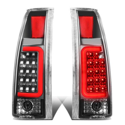 1988-2000 Chevy C1500 K2500 Suburban Red LED Bar Tail Brake Light Lamp Black