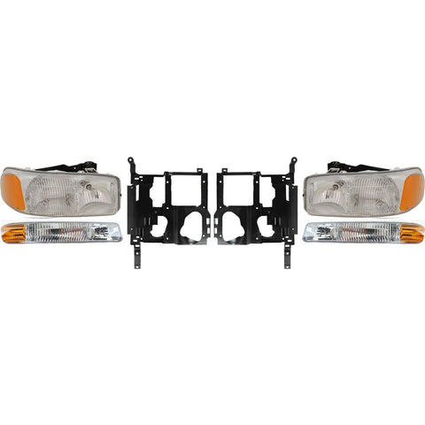 Headlight Kit For 99-2002 GMC Sierra 1500 Sierra 2500 Left and Right 6Pc