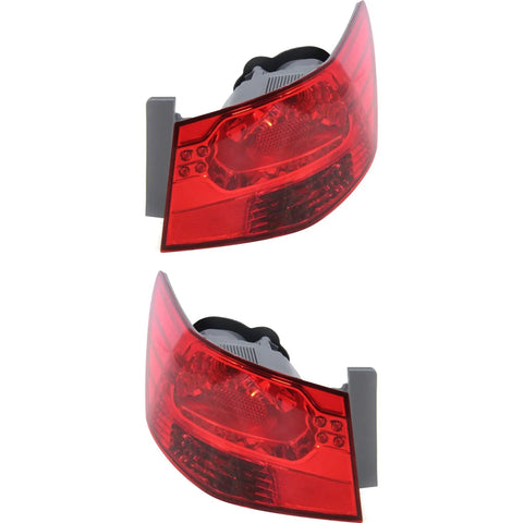 Halogen Tail Light Set For 2010-13 Kia Forte Sedan Outer Clear/Red w/ Bulbs 2Pcs