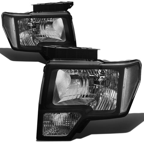 2009-2014 d F150 Pickup Pair Black Housing Clear Side Headlight/Lamp Set