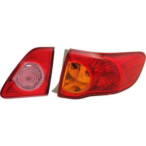 Tail Light Set For 2009-2010 Toyota Corolla L R Inner Outer Amber Clear Red CAPA