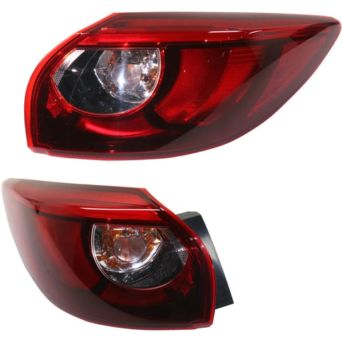 Tail Light Set For 2016 Mazda CX-5 Left and Right Outer Red Lens LED CAPA