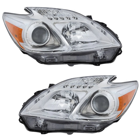 Headlight Headlamp Halogen Driver and Passenger Side Set For 12-15 Toyota Prius